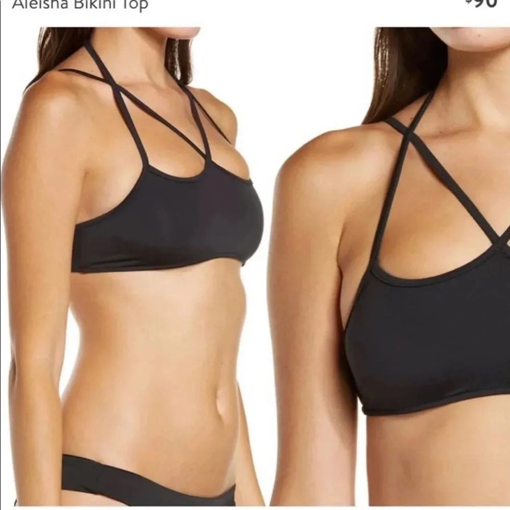 FRANKIES BIKINI Aleisha Black Strappy Bikini Swimsuit Top